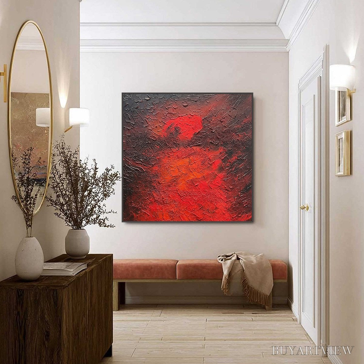 ARTOVITAS Inferno – Large Textured Red and Black Abstract Impasto Painting - image 4