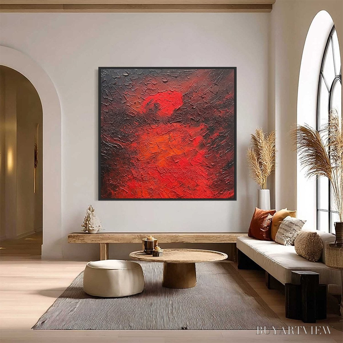ARTOVITAS Inferno – Large Textured Red and Black Abstract Impasto Painting - image 6