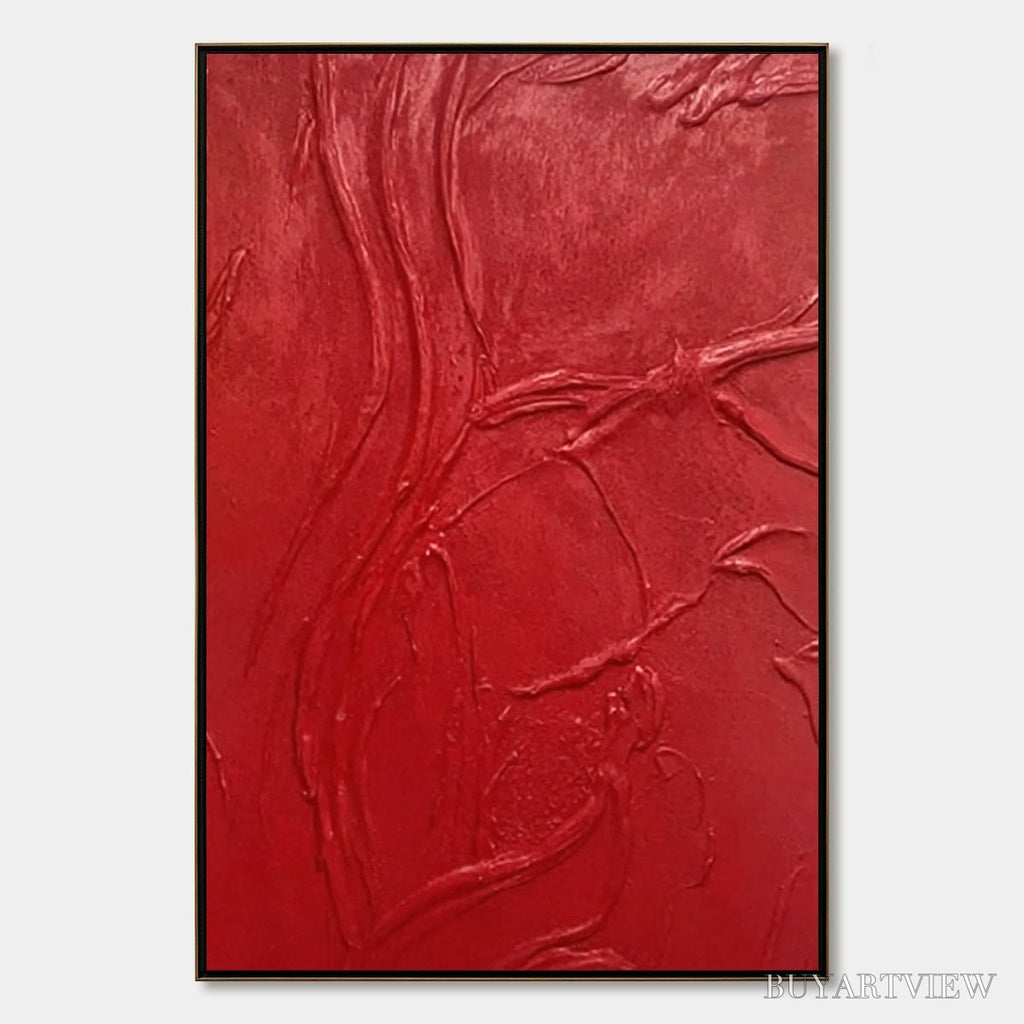 ARTOVITAS Ardor – Bold Red Textured Abstract Impasto - image 1