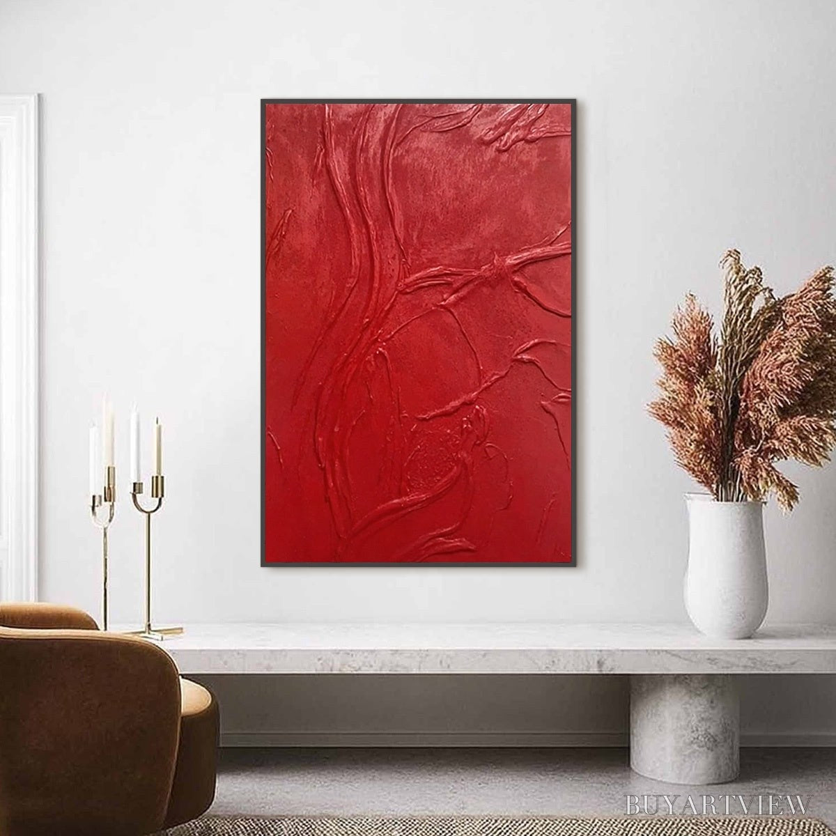 ARTOVITAS Ardor – Bold Red Textured Abstract Impasto - image 2