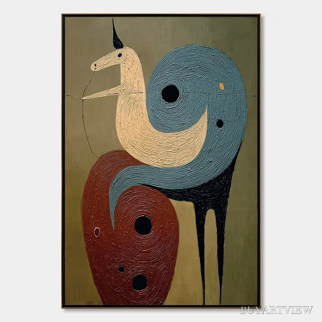 ARTOVITAS Spiral Guardian – Textured Abstract Mythical Creature Oil Painting - image 1