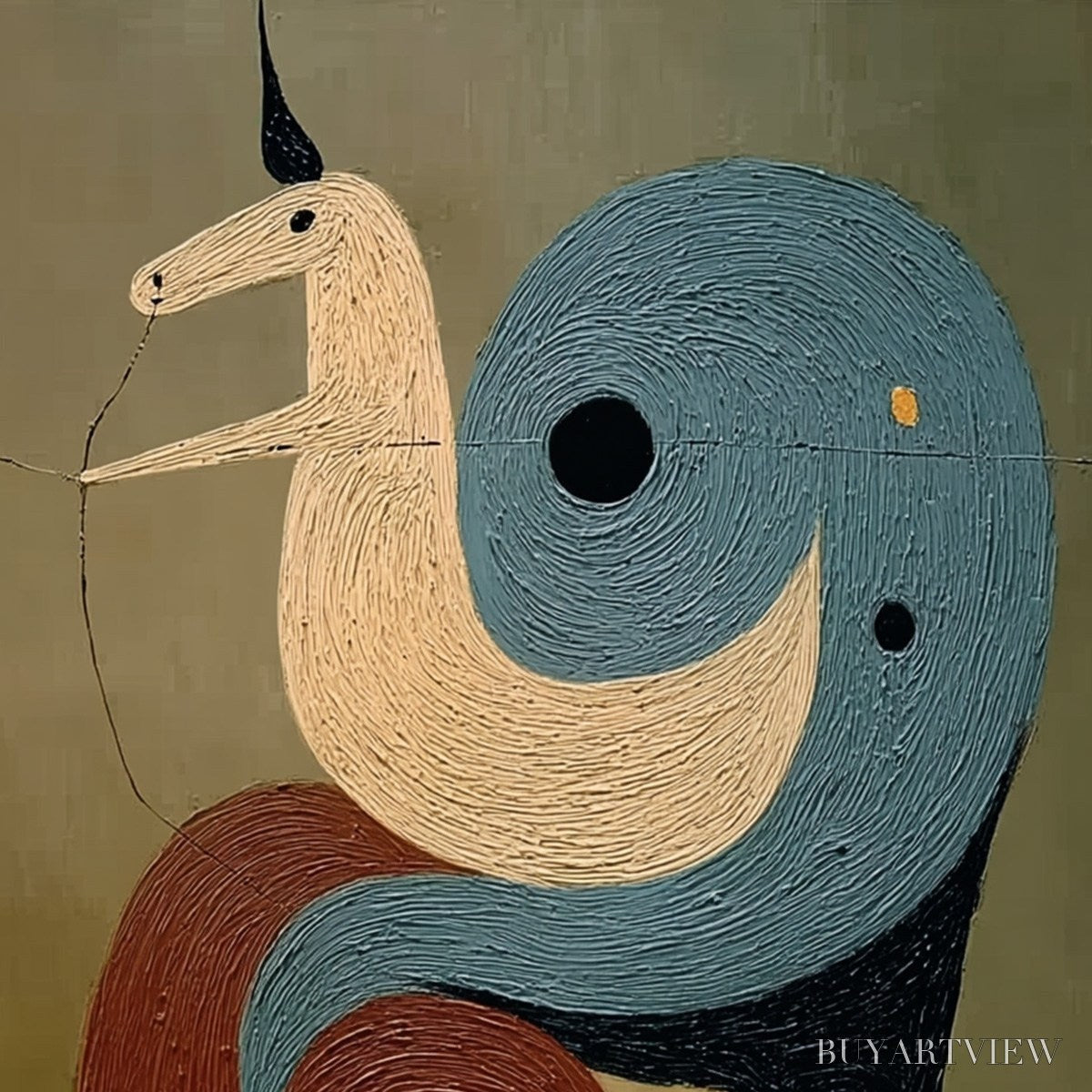 ARTOVITAS Spiral Guardian – Textured Abstract Mythical Creature Oil Painting - image 3
