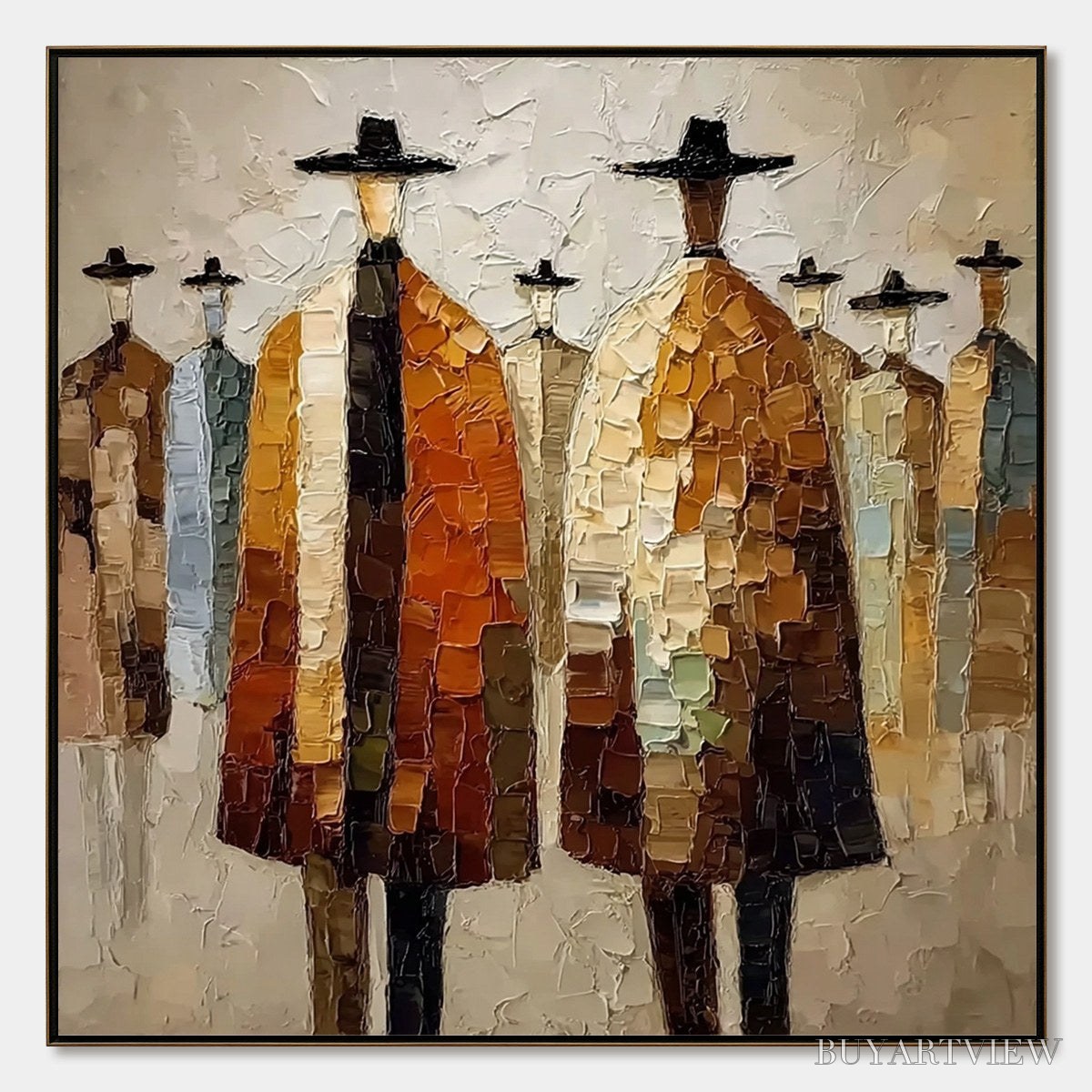ARTOVITAS the Fellowship – Heavy Texture Palette Knife Painting of Figures - image 1