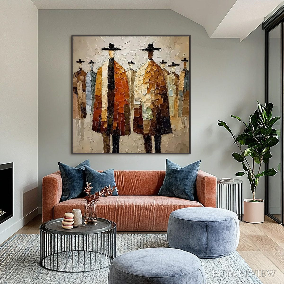 ARTOVITAS the Fellowship – Heavy Texture Palette Knife Painting of Figures - image 2