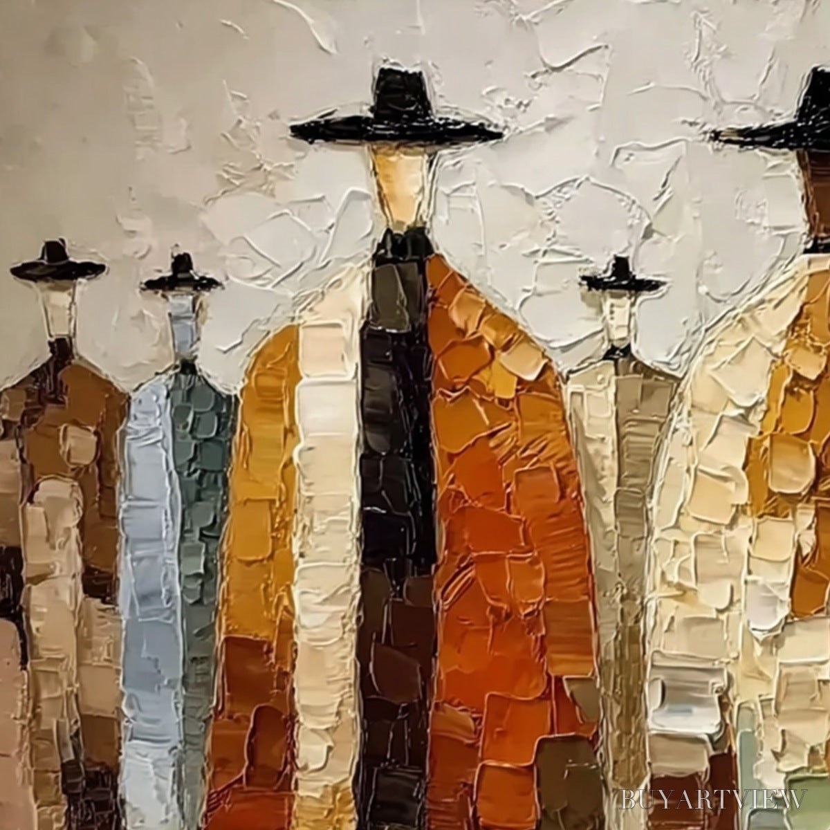 ARTOVITAS the Fellowship – Heavy Texture Palette Knife Painting of Figures - image 3