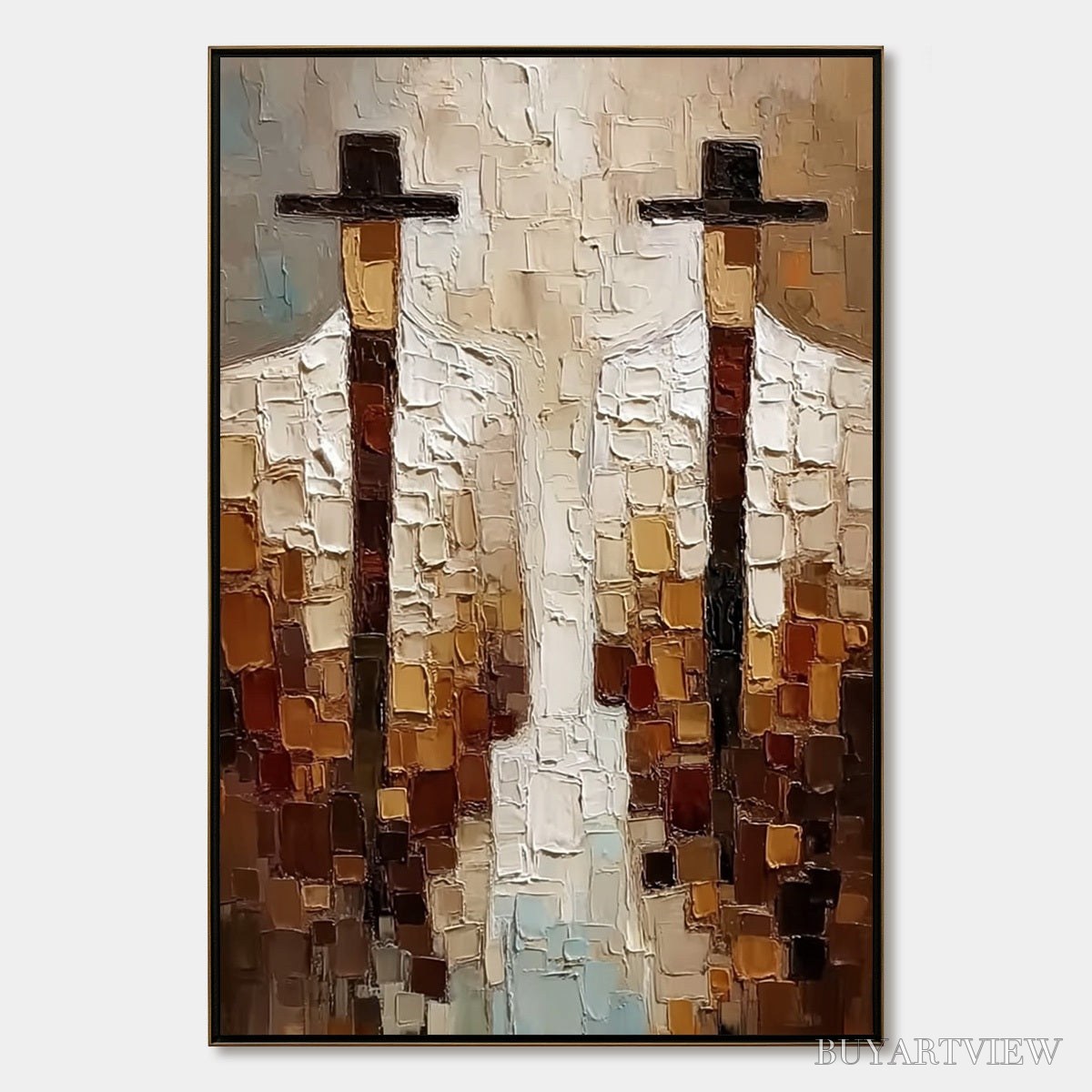 ARTOVITAS the Companions – Heavy Texture Impasto Painting of Two Figures - image 1