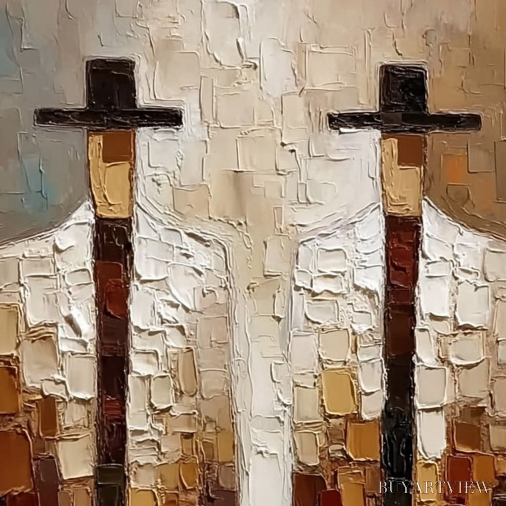 ARTOVITAS the Companions – Heavy Texture Impasto Painting of Two Figures - image 3