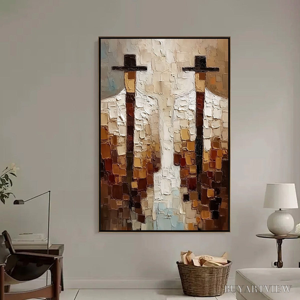 ARTOVITAS the Companions – Heavy Texture Impasto Painting of Two Figures - image 6