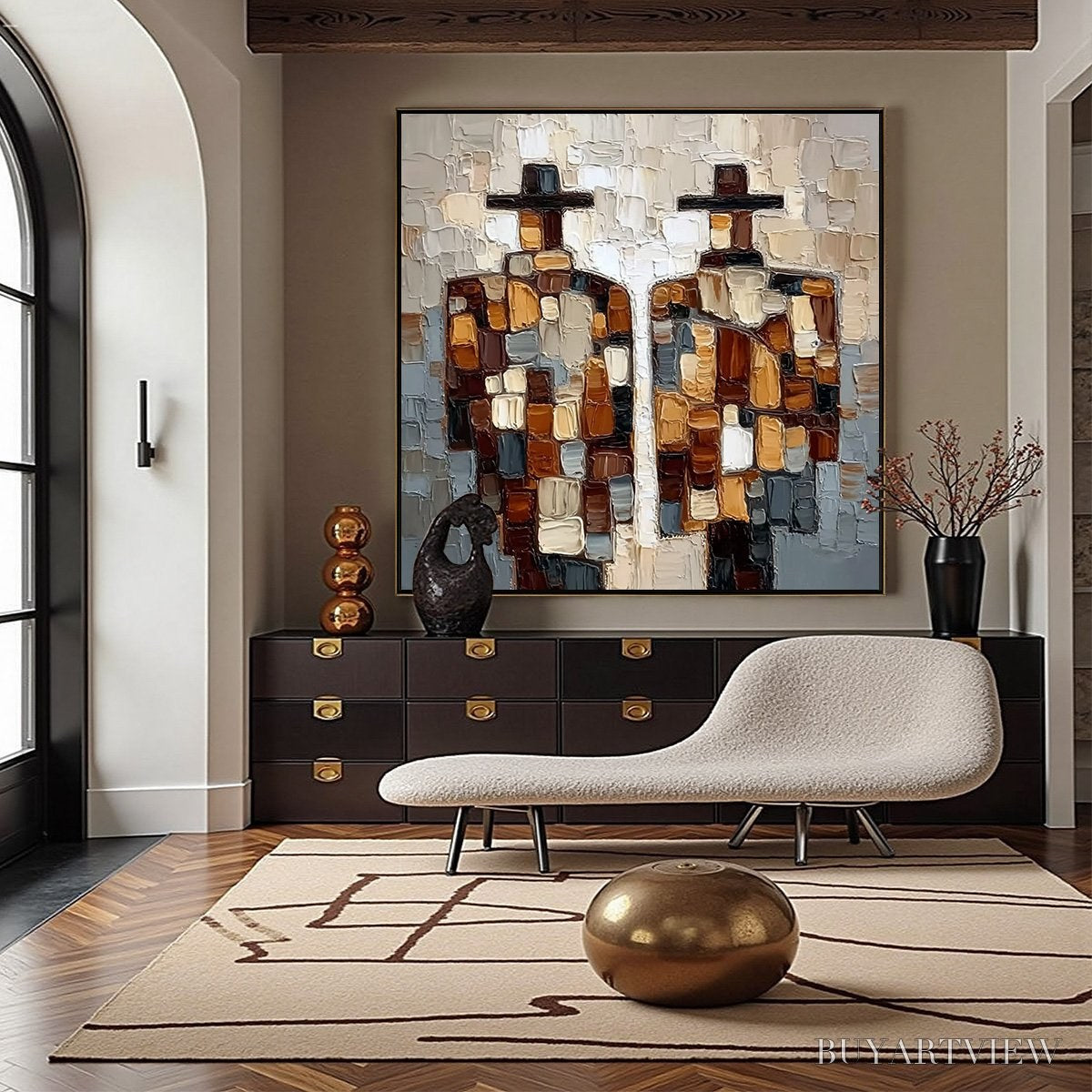 ARTOVITAS the Companions – Textured Impasto Abstract Figures Painting - image 4