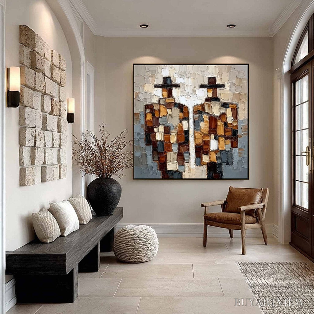 ARTOVITAS the Companions – Textured Impasto Abstract Figures Painting - image 6