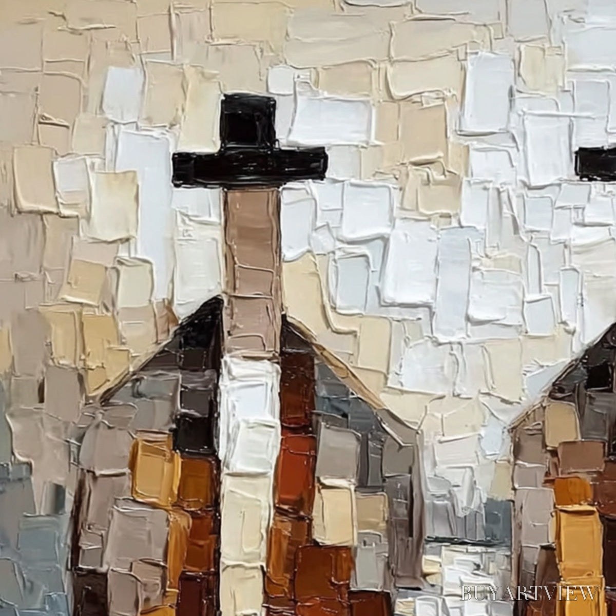 ARTOVITAS the Gentlemen'S Accord – Textured Abstract Painting of Three Figures - image 5