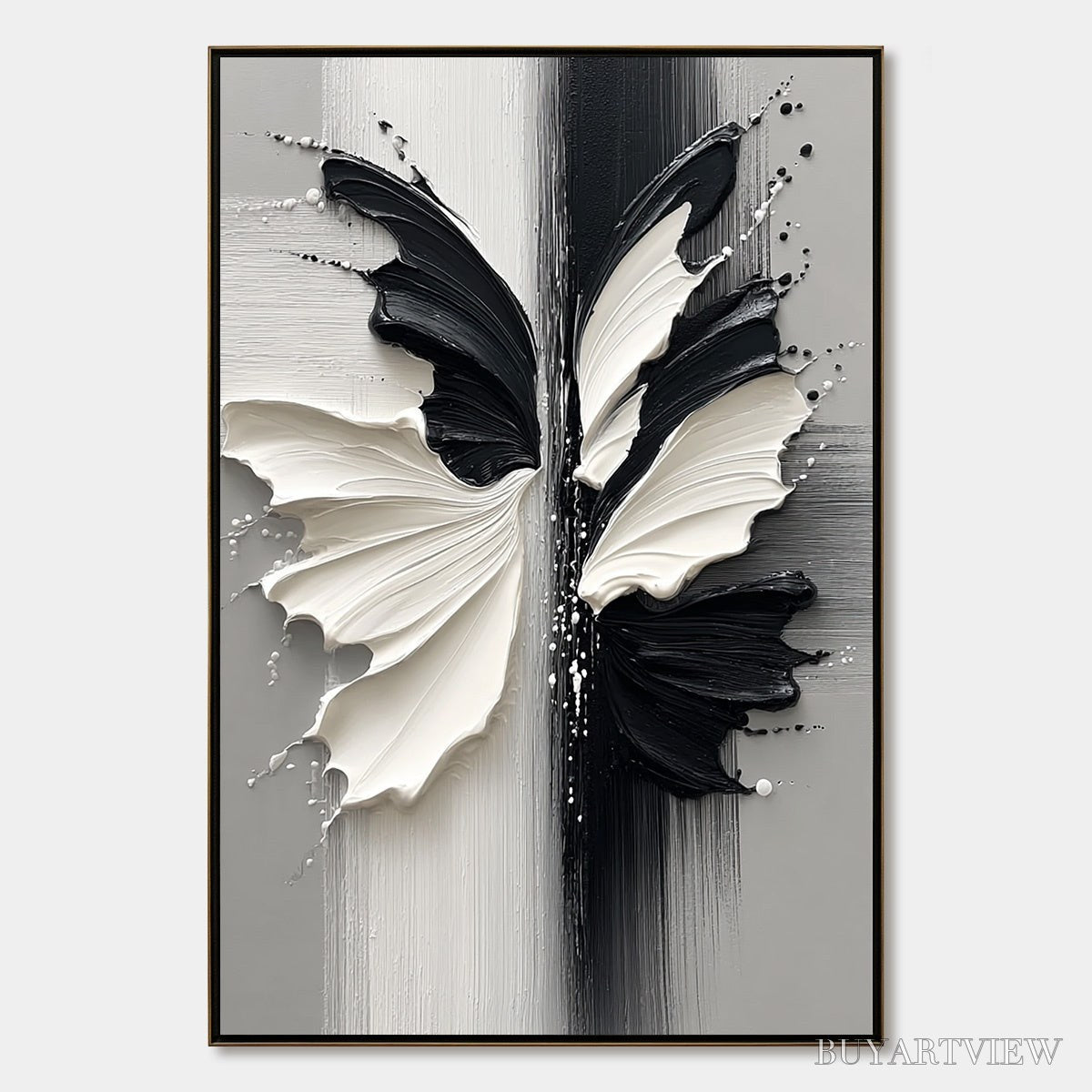 ARTOVITAS Metamorphosis – Textured Abstract Butterfly Painting in Black and White - image 1