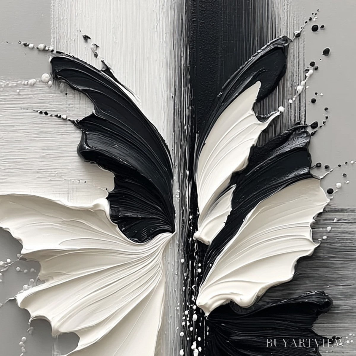 ARTOVITAS Metamorphosis – Textured Abstract Butterfly Painting in Black and White - image 3