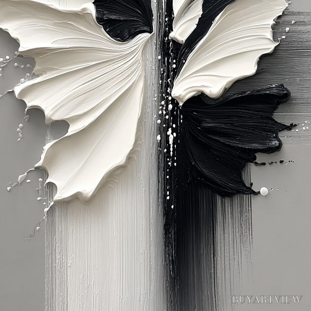 ARTOVITAS Metamorphosis – Textured Abstract Butterfly Painting in Black and White - image 5