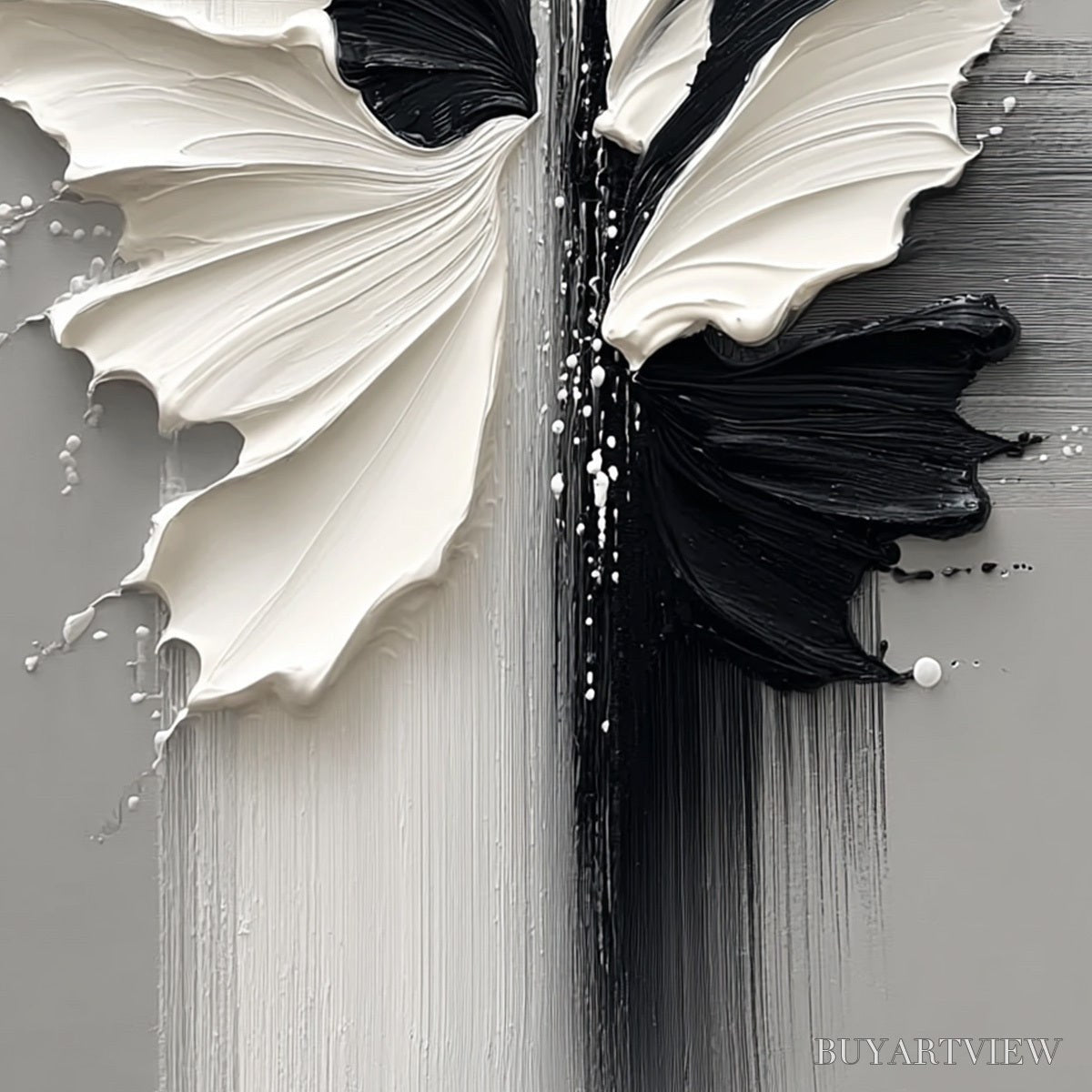 ARTOVITAS Metamorphosis – Textured Abstract Butterfly Painting in Black and White - image 5