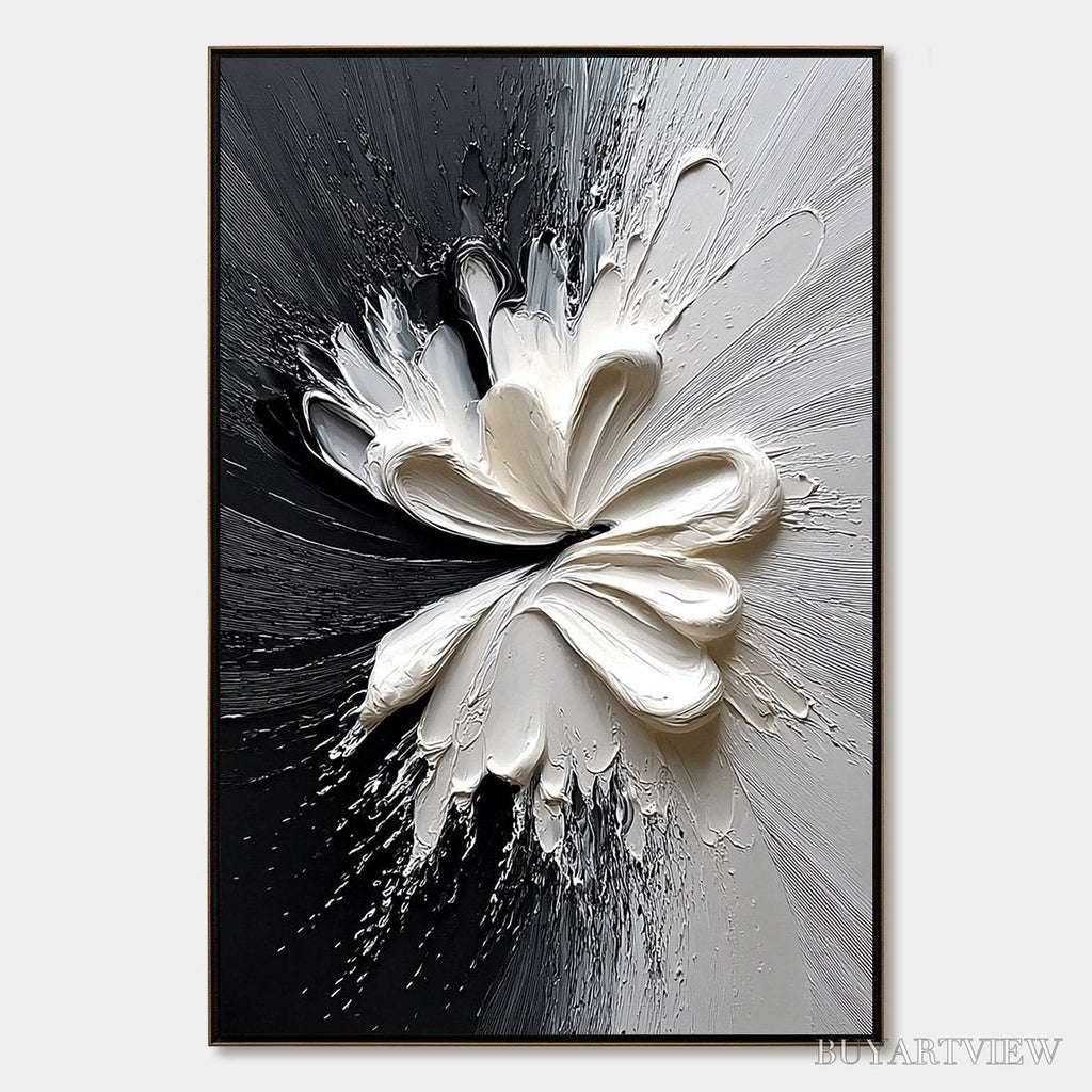 ARTOVITAS Genesis – Black and White Textured Abstract Impasto Painting - image 1