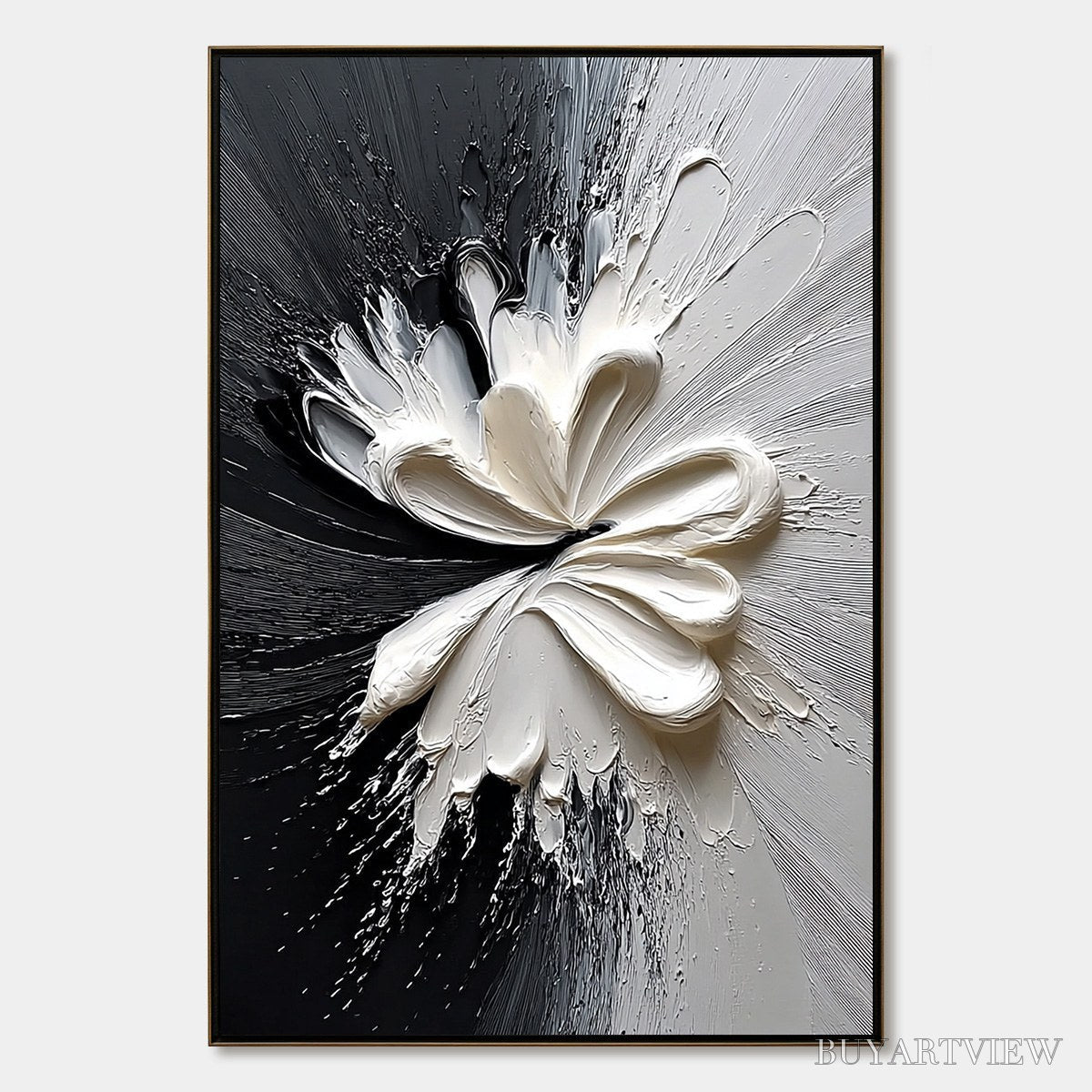 ARTOVITAS Genesis – Black and White Textured Abstract Impasto Painting - image 1