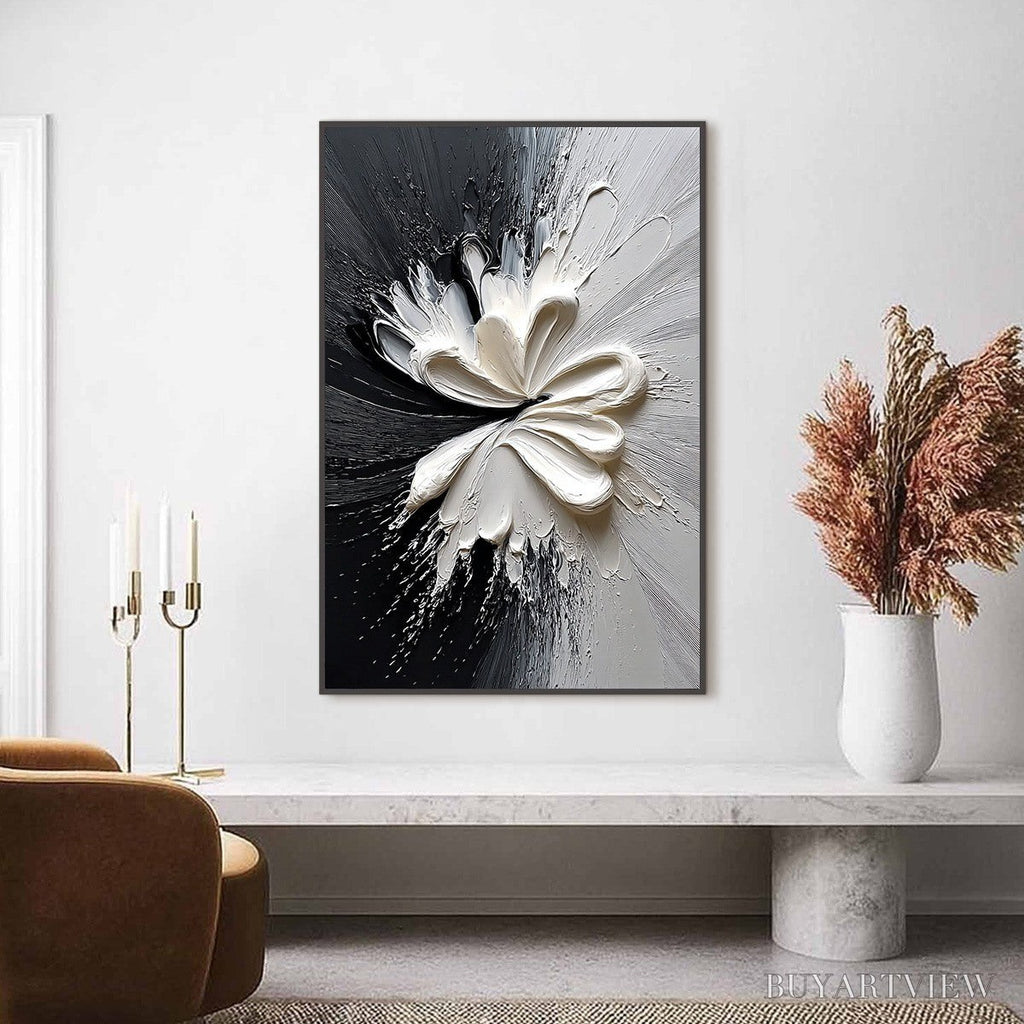 ARTOVITAS Genesis – Black and White Textured Abstract Impasto Painting - image 2