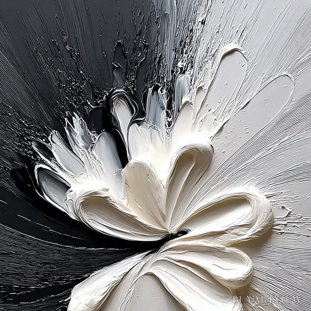 ARTOVITAS Genesis – Black and White Textured Abstract Impasto Painting - image 3