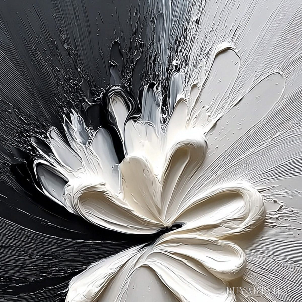 ARTOVITAS Genesis – Black and White Textured Abstract Impasto Painting - image 3