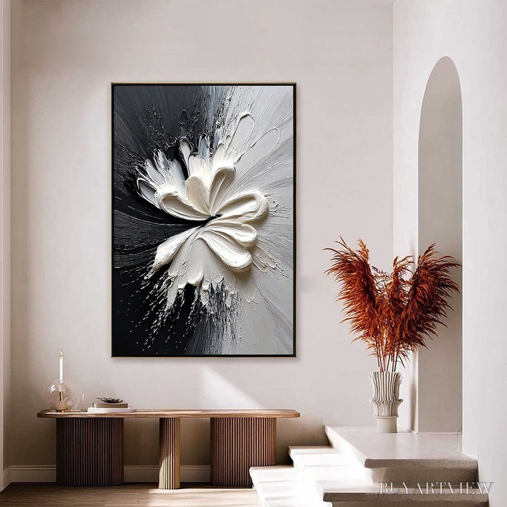 ARTOVITAS Genesis – Black and White Textured Abstract Impasto Painting - image 4