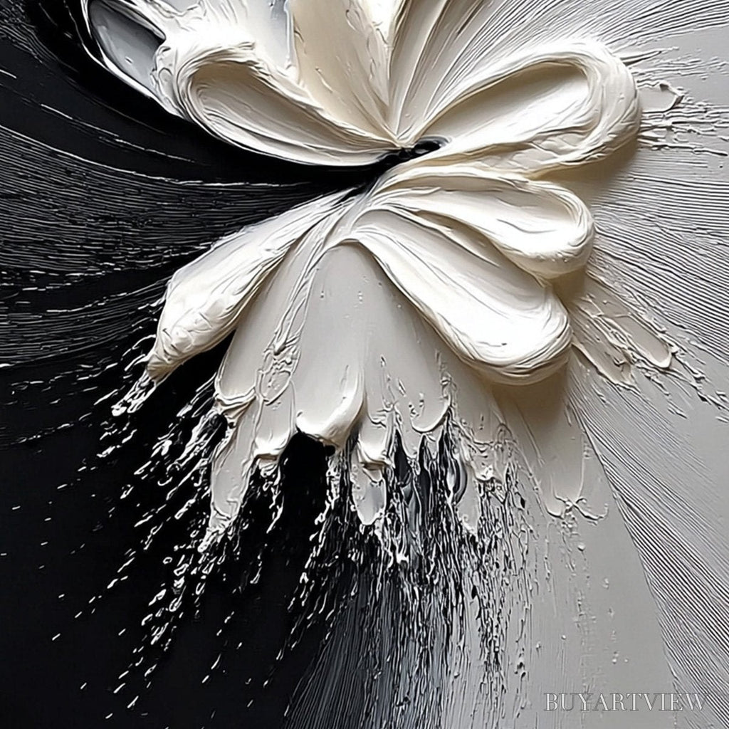 ARTOVITAS Genesis – Black and White Textured Abstract Impasto Painting - image 5