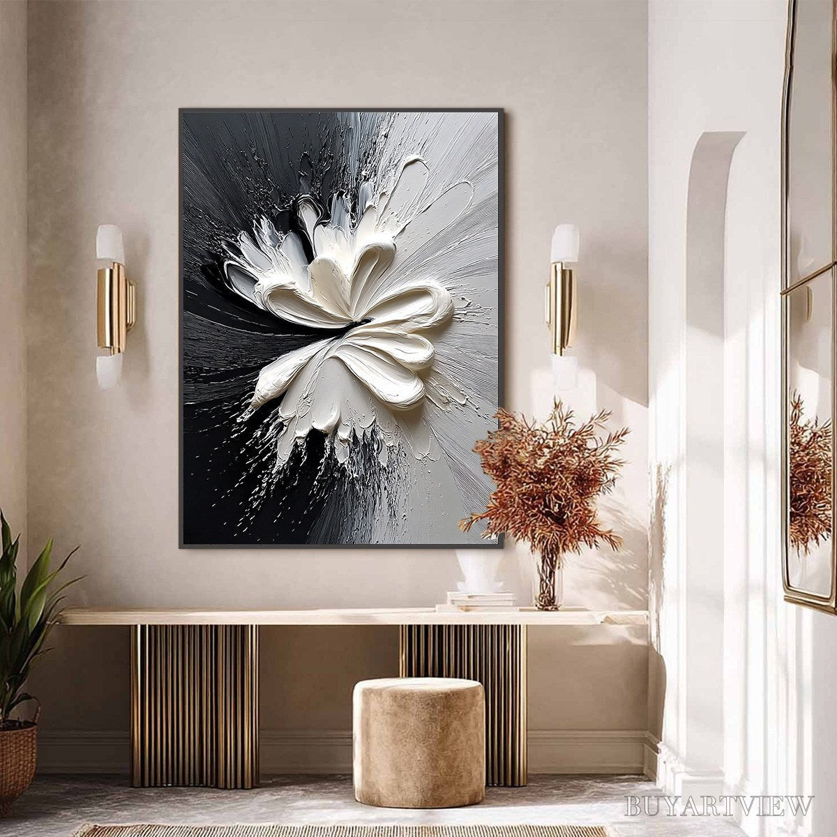 ARTOVITAS Genesis – Black and White Textured Abstract Impasto Painting - image 6