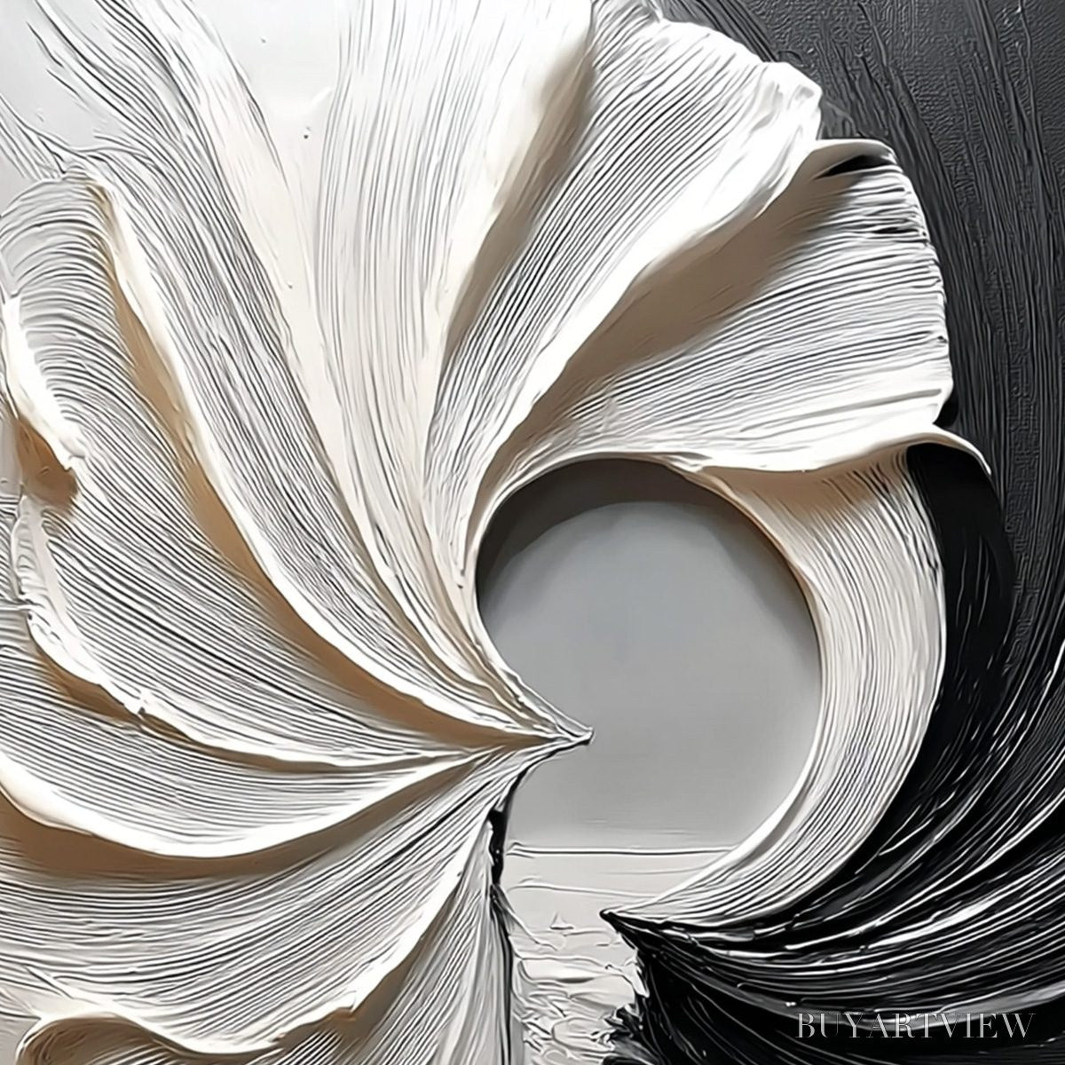 ARTOVITAS Convergence – Textured Black and White Abstract Impasto Painting - image 3