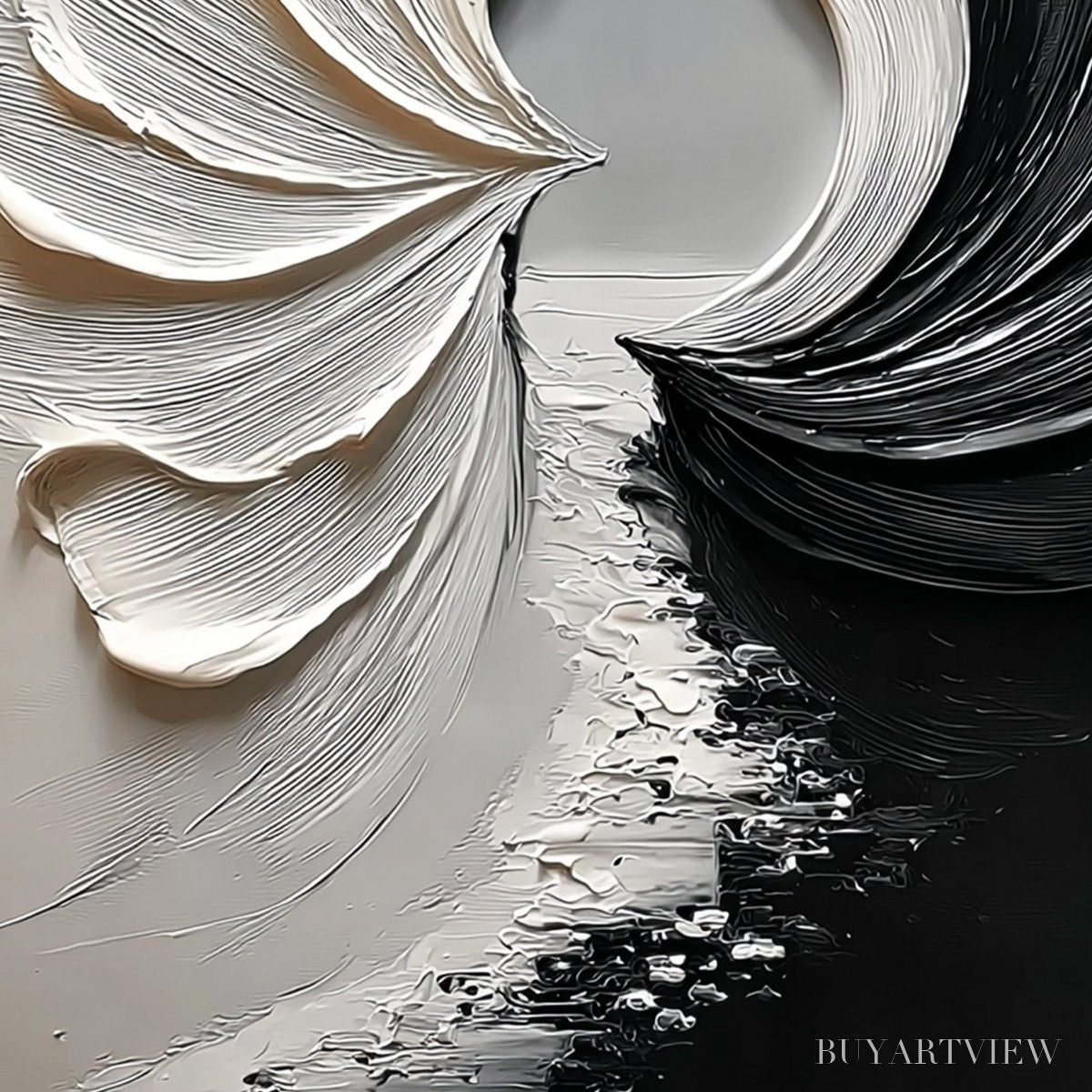 ARTOVITAS Convergence – Textured Black and White Abstract Impasto Painting - image 6