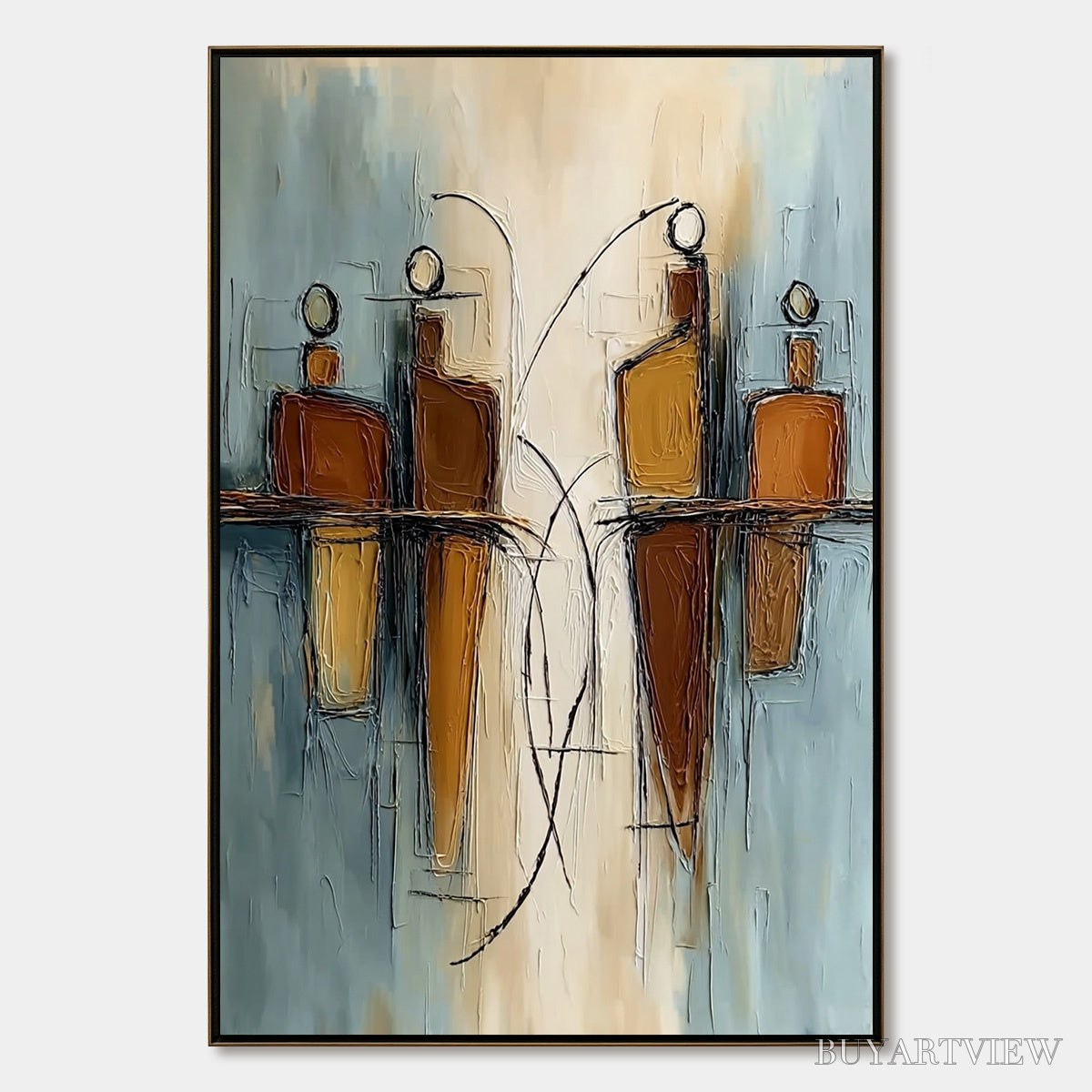 ARTOVITAS Convergence – Vertical Textured Abstract Oil Painting for Walls - image 1