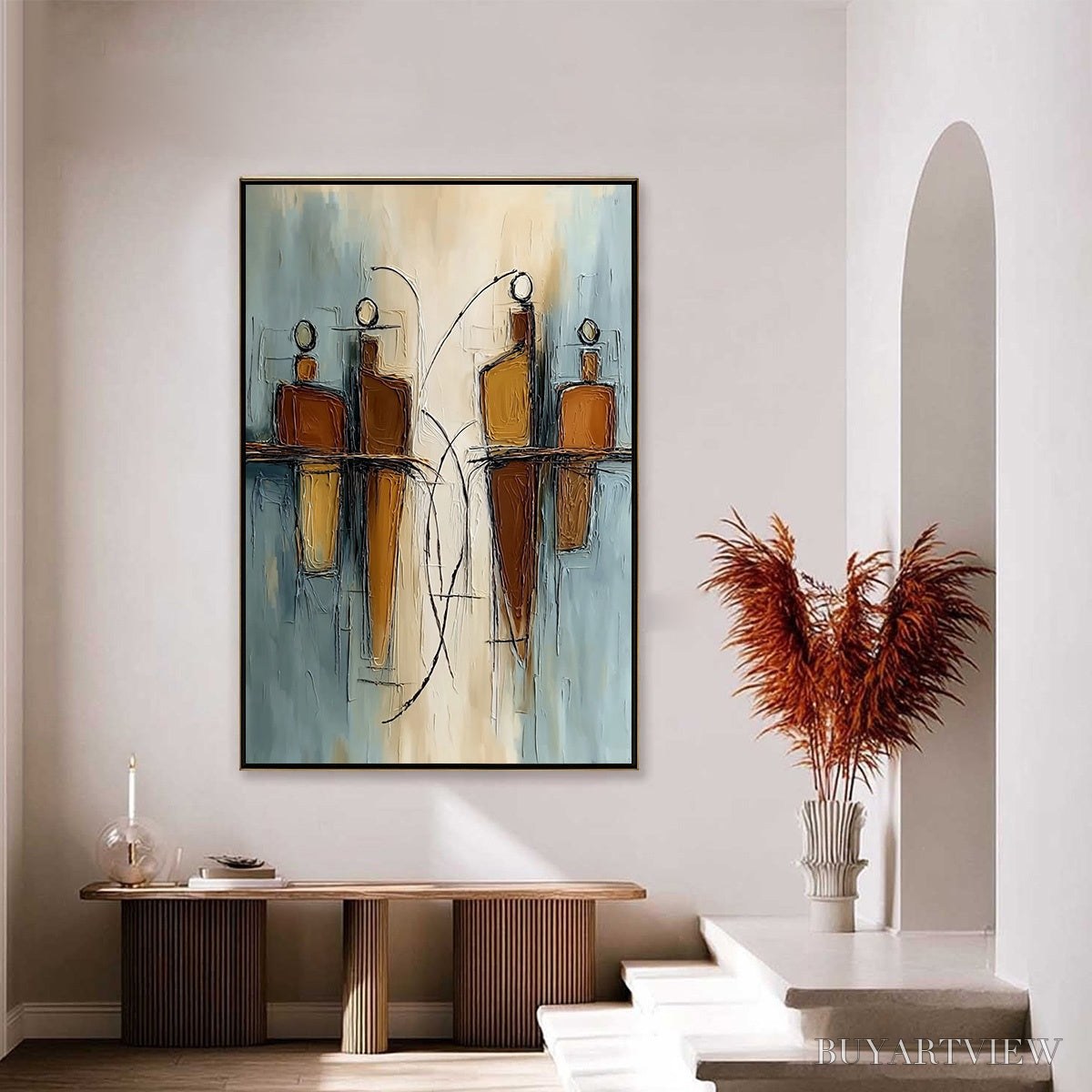 ARTOVITAS Convergence – Vertical Textured Abstract Oil Painting for Walls - image 4
