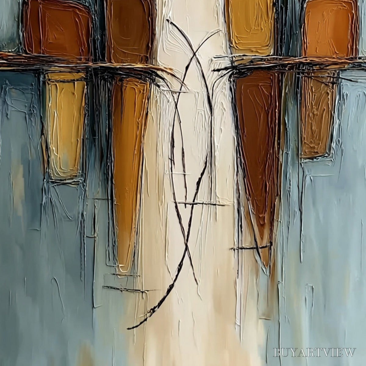 ARTOVITAS Convergence – Vertical Textured Abstract Oil Painting for Walls - image 5