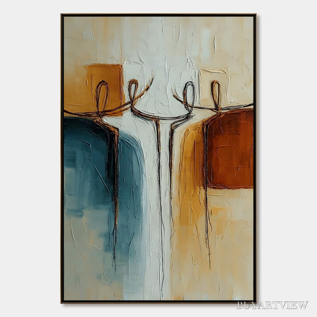 ARTOVITAS Unity – Textured Abstract Painting of Connected Figures - image 1
