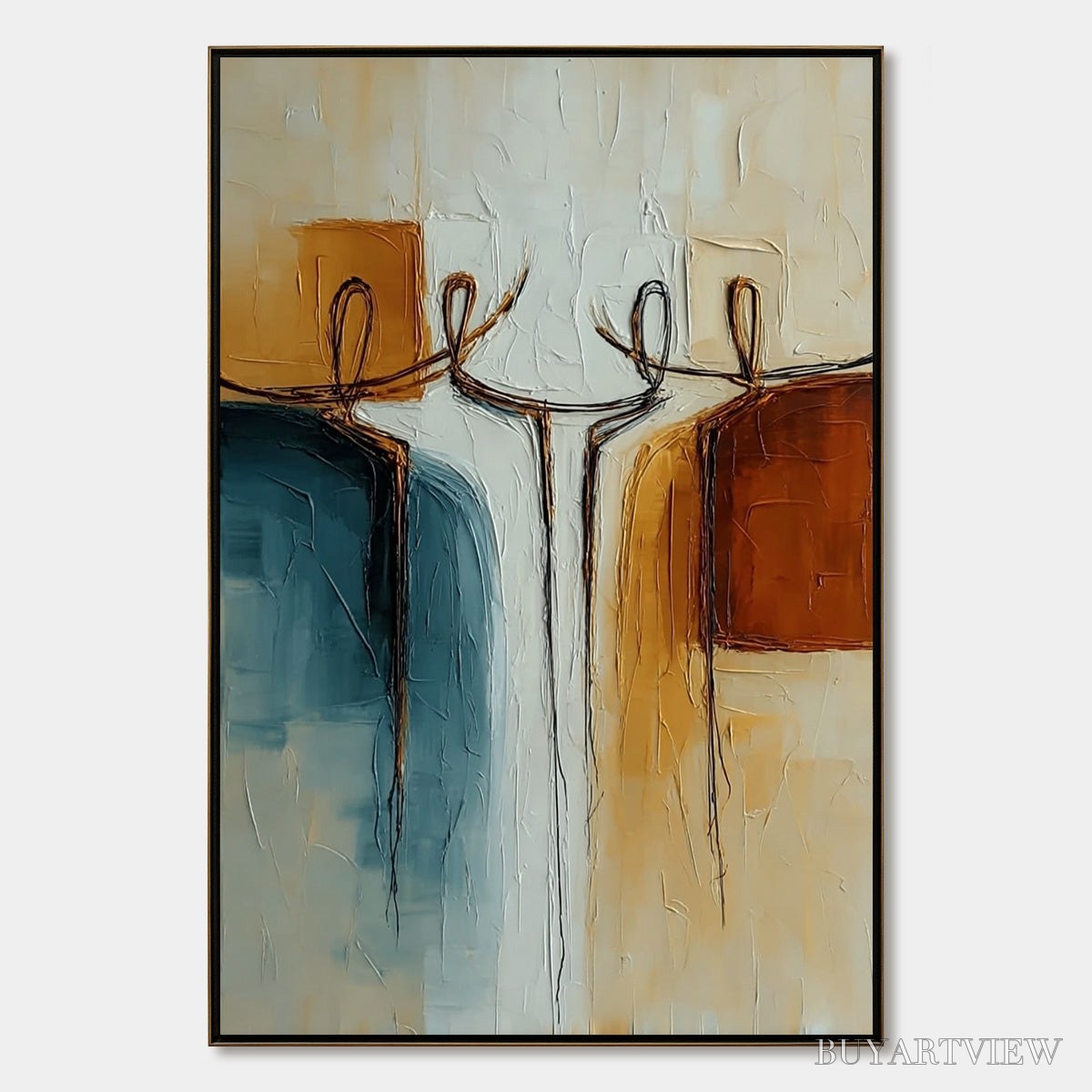 ARTOVITAS Unity – Textured Abstract Painting of Connected Figures - image 1