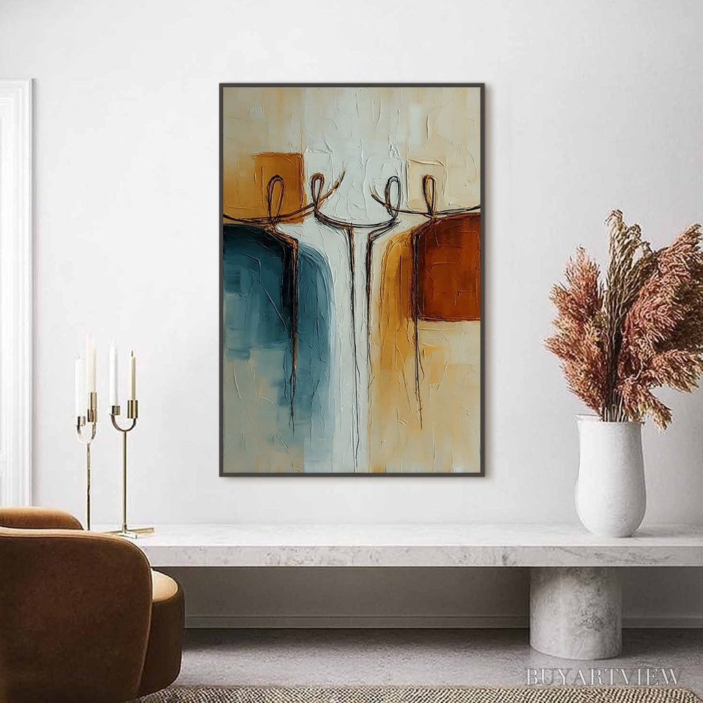 ARTOVITAS Unity – Textured Abstract Painting of Connected Figures - image 2