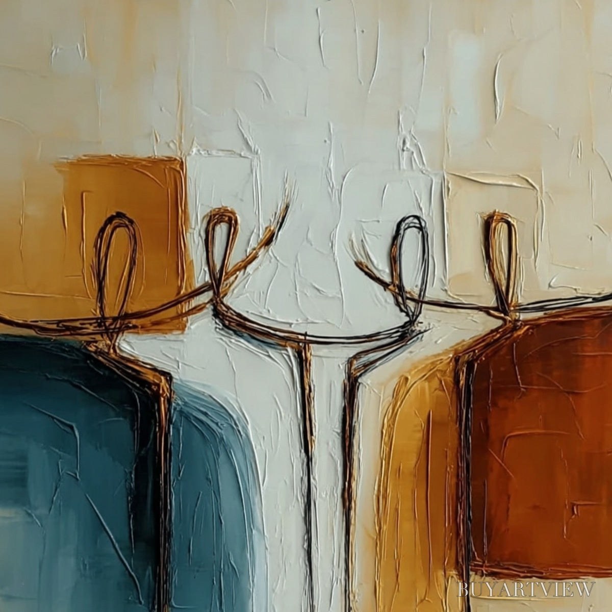 ARTOVITAS Unity – Textured Abstract Painting of Connected Figures - image 3