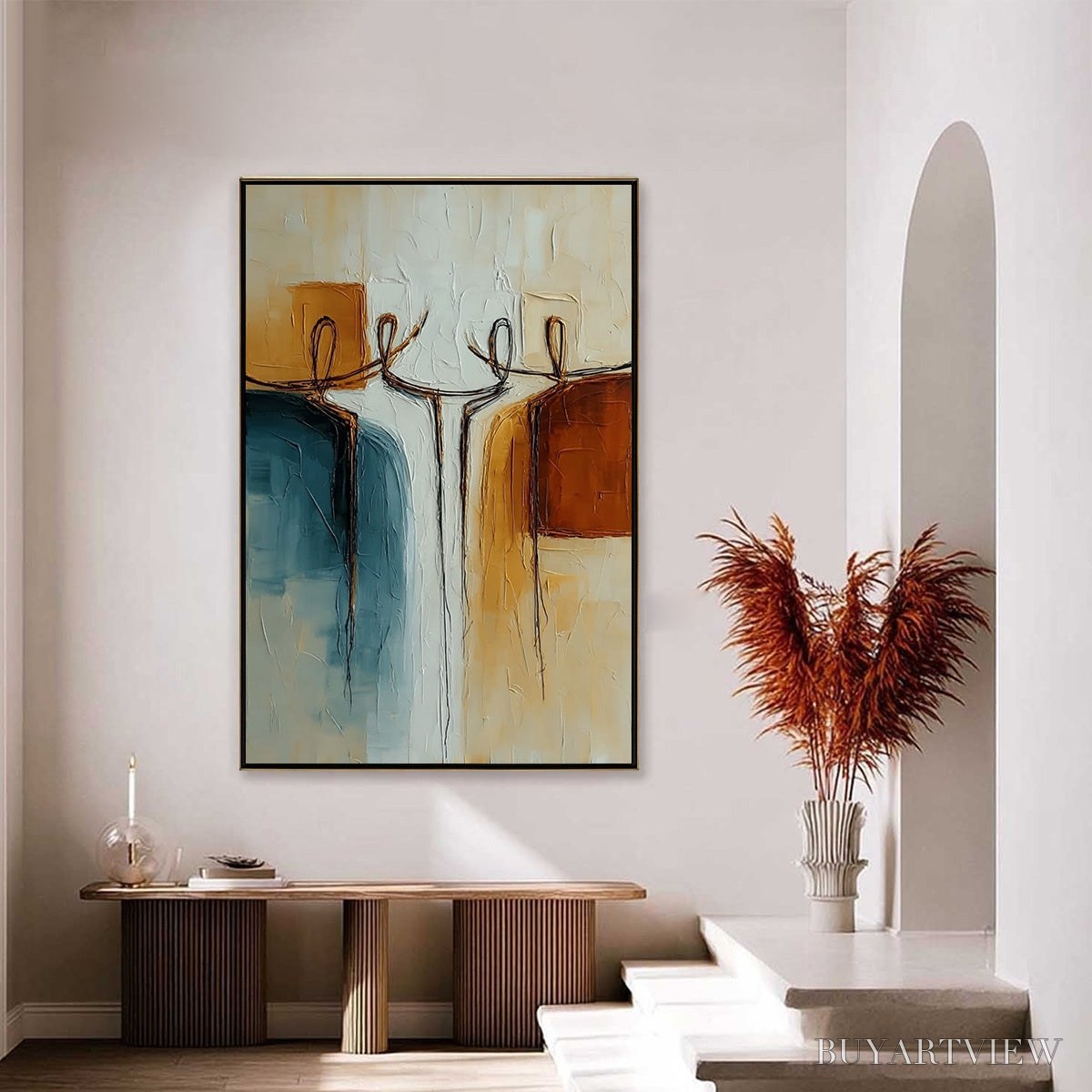 ARTOVITAS Unity – Textured Abstract Painting of Connected Figures - image 4