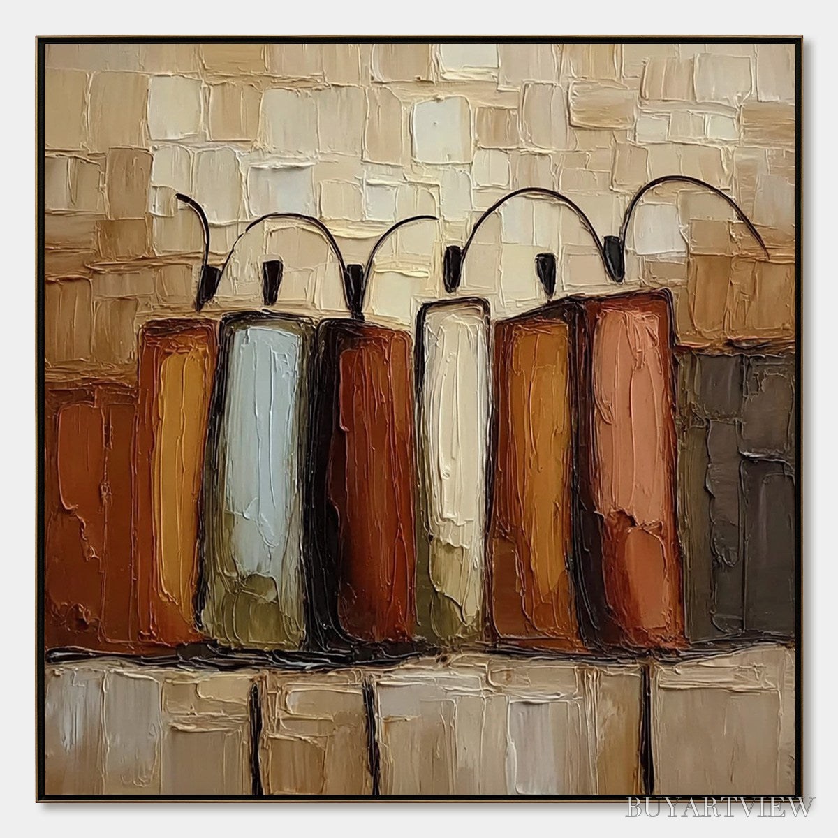 ARTOVITAS the Collective – Square Abstract Impasto Palette Knife Painting - image 1