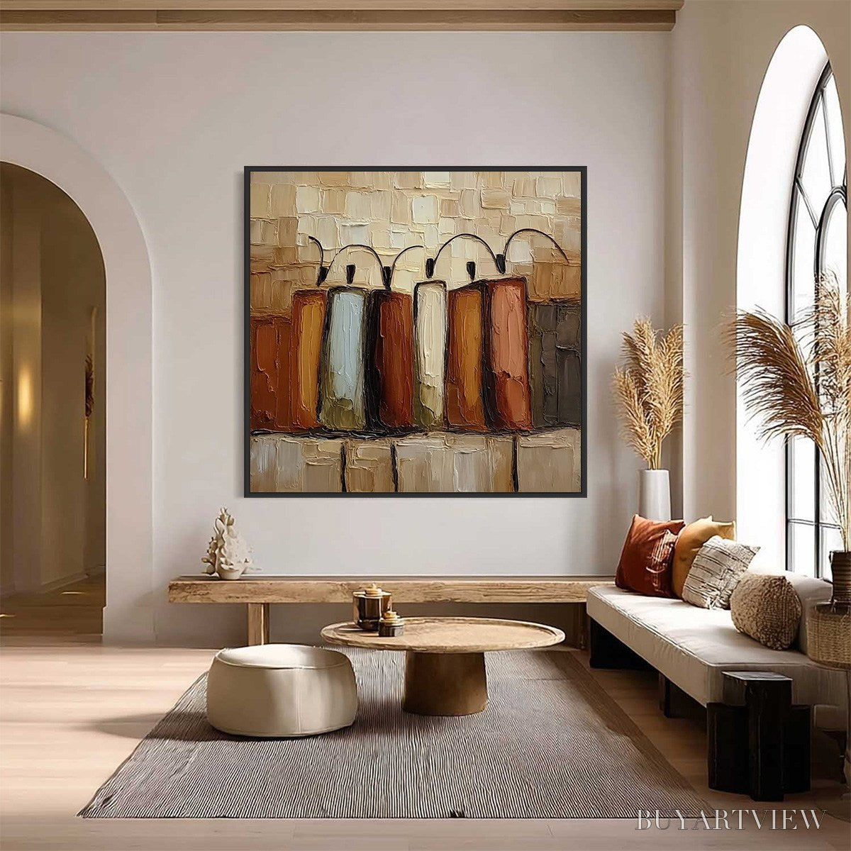 ARTOVITAS the Collective – Square Abstract Impasto Palette Knife Painting - image 2