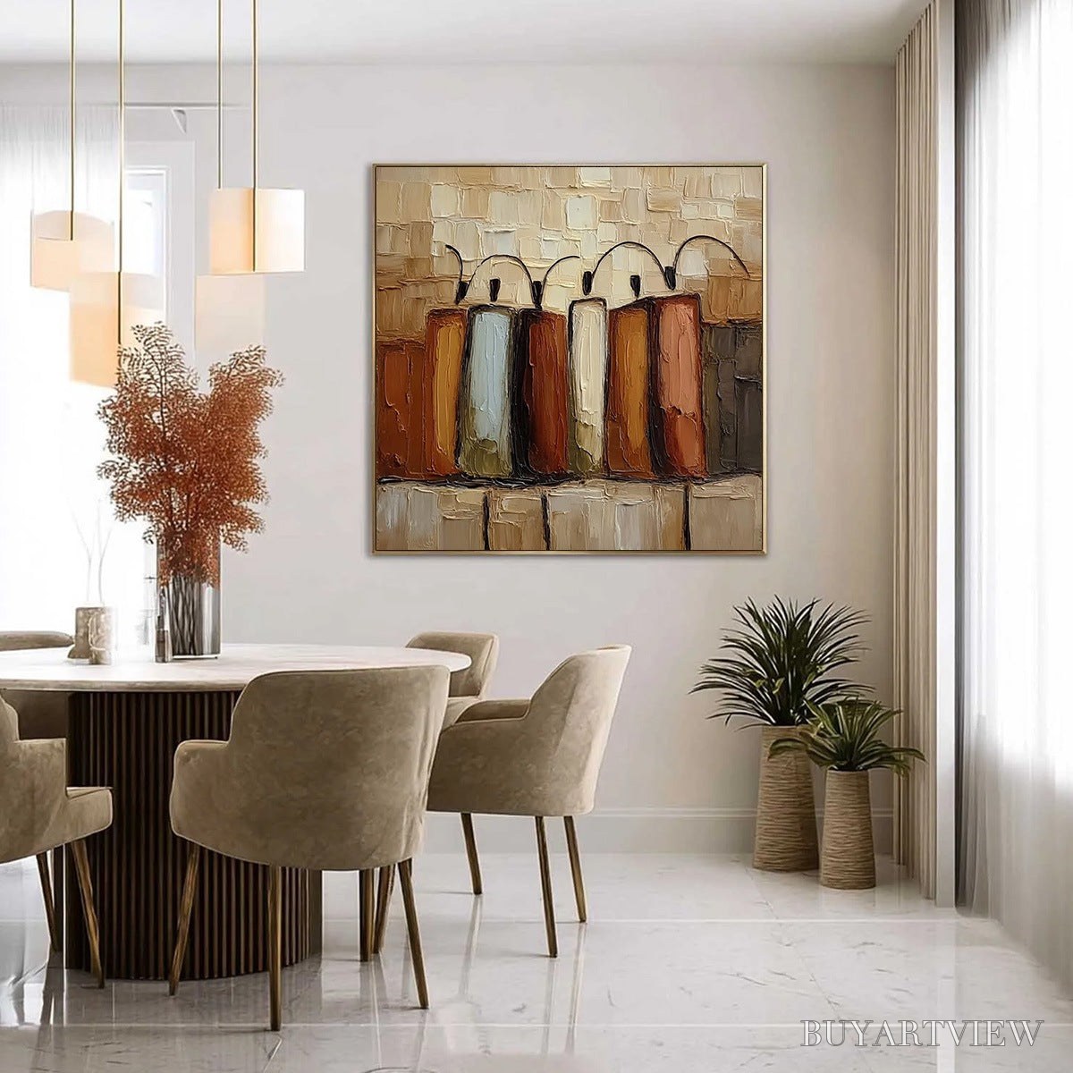 ARTOVITAS the Collective – Square Abstract Impasto Palette Knife Painting - image 4
