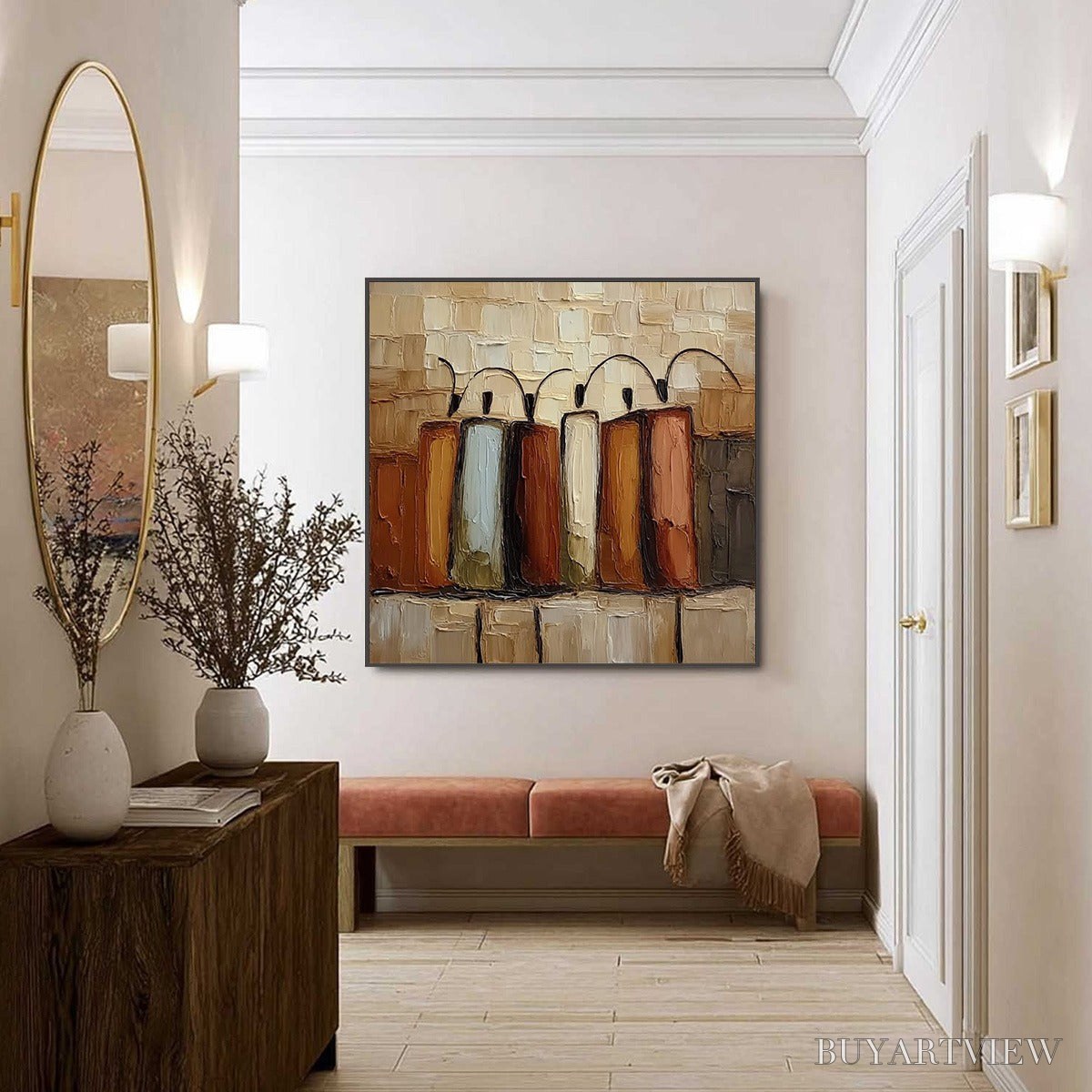 ARTOVITAS the Collective – Square Abstract Impasto Palette Knife Painting - image 6