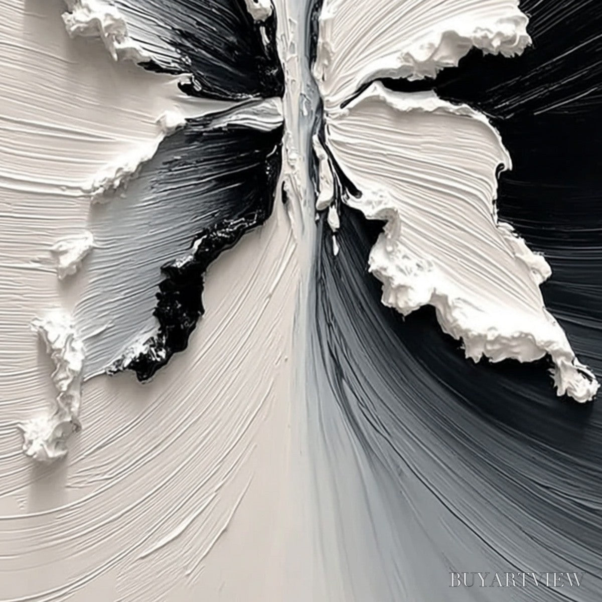 ARTOVITAS Metamorphosis – Heavy Texture Black and White Butterfly Painting - image 3