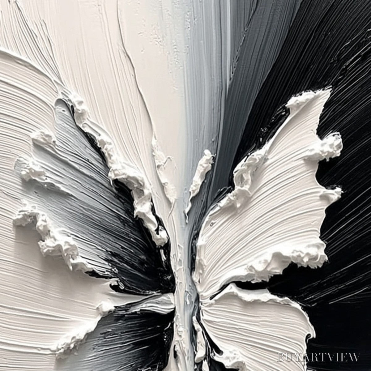 ARTOVITAS Metamorphosis – Heavy Texture Black and White Butterfly Painting - image 5