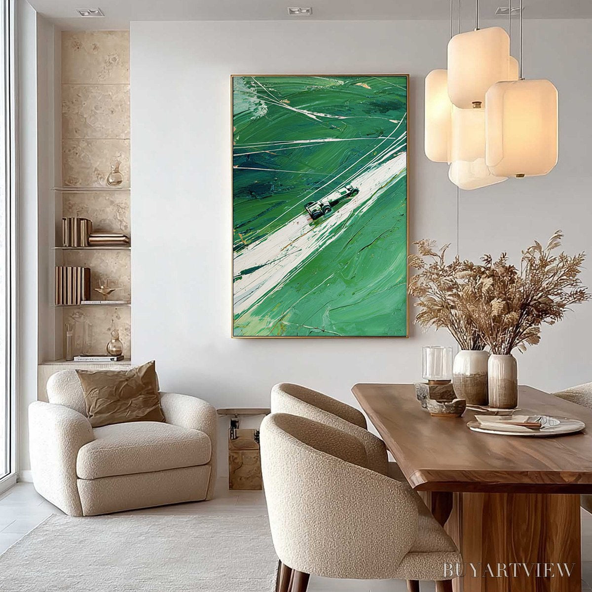 ARTOVITAS Verdant Velocity – Textured Impasto Painting of a Vintage Racing Car - image 4