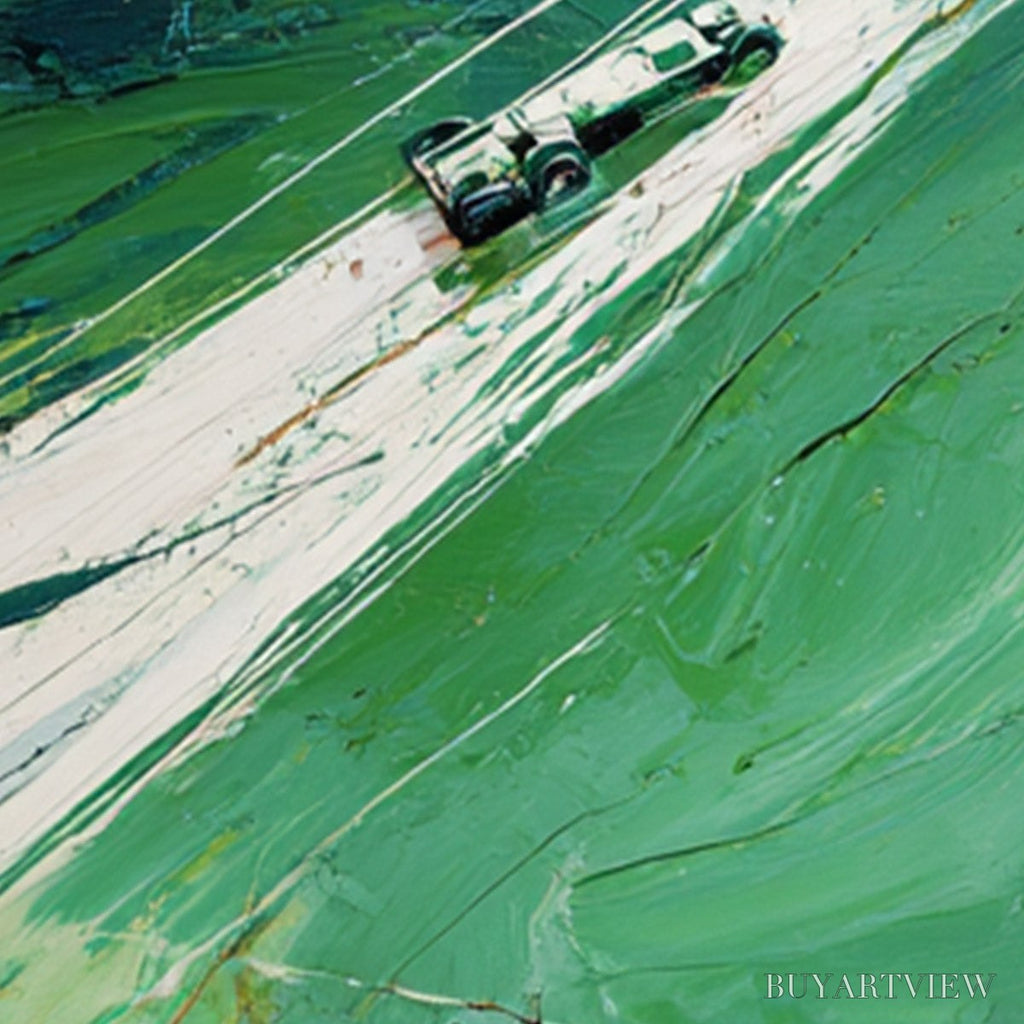 ARTOVITAS Verdant Velocity – Textured Impasto Painting of a Vintage Racing Car - image 5