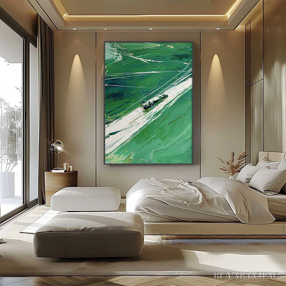 ARTOVITAS Verdant Velocity – Textured Impasto Painting of a Vintage Racing Car - image 6