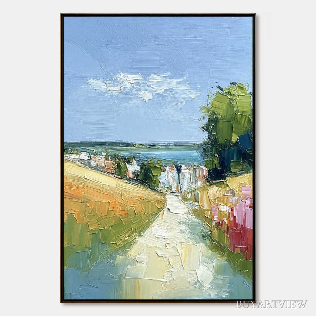 ARTOVITAS Via Al Mare – Textured Impasto Painting of a Coastal Village Path - image 1