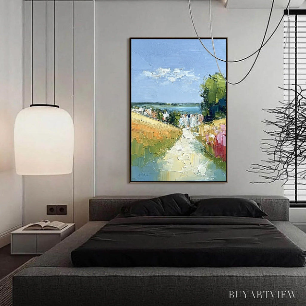 ARTOVITAS Via Al Mare – Textured Impasto Painting of a Coastal Village Path - image 4