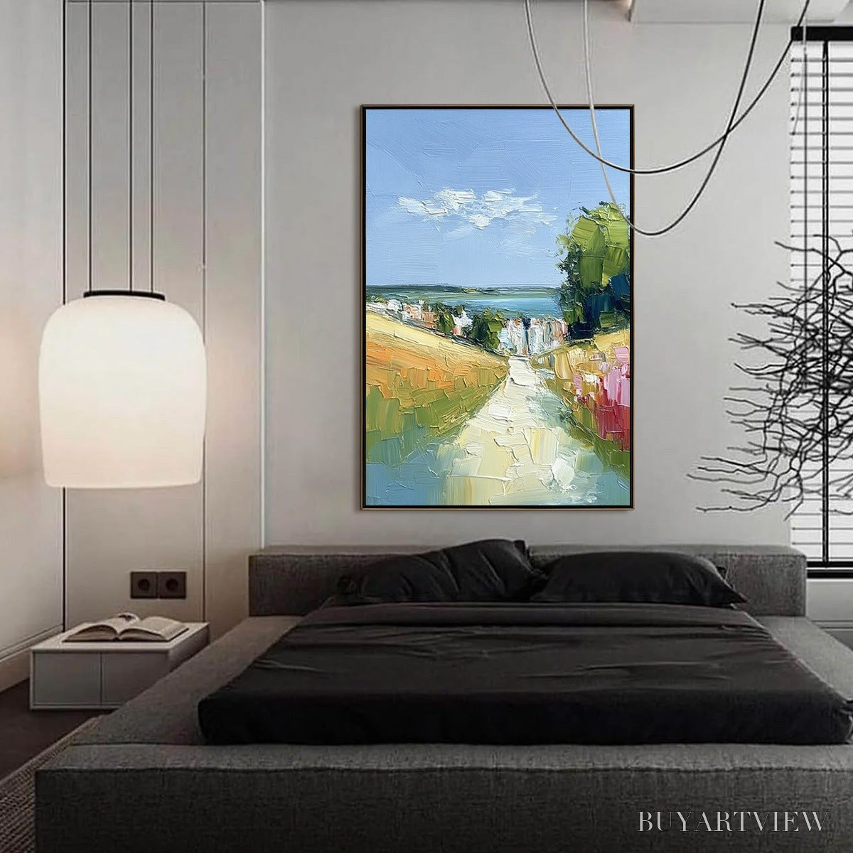 ARTOVITAS Via Al Mare – Textured Impasto Painting of a Coastal Village Path - image 4