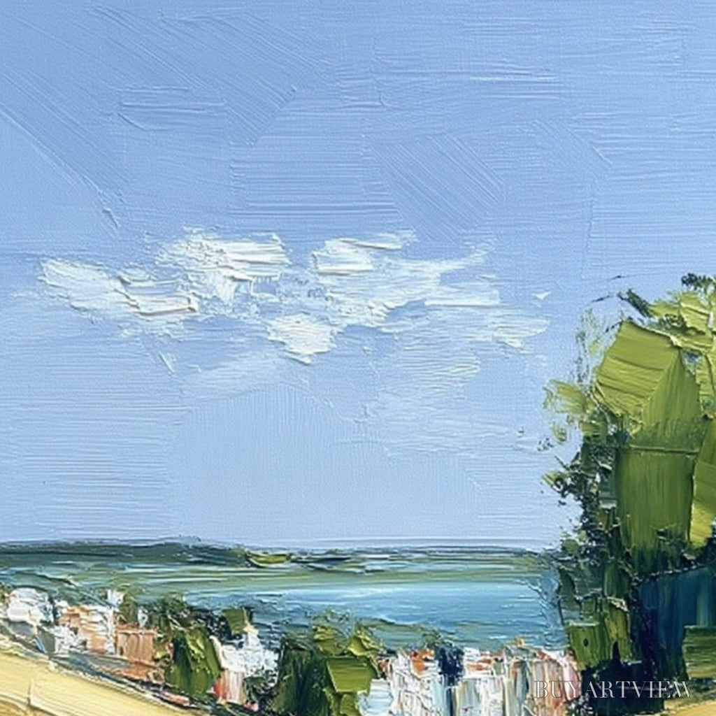ARTOVITAS Via Al Mare – Textured Impasto Painting of a Coastal Village Path - image 5